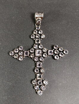 Silver Kors med Fascetterat Ametist - Fairtrade