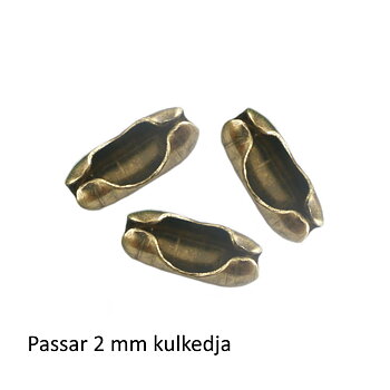 Låsfäste till kulkedja 2 mm bronsfärgad 25-pack
