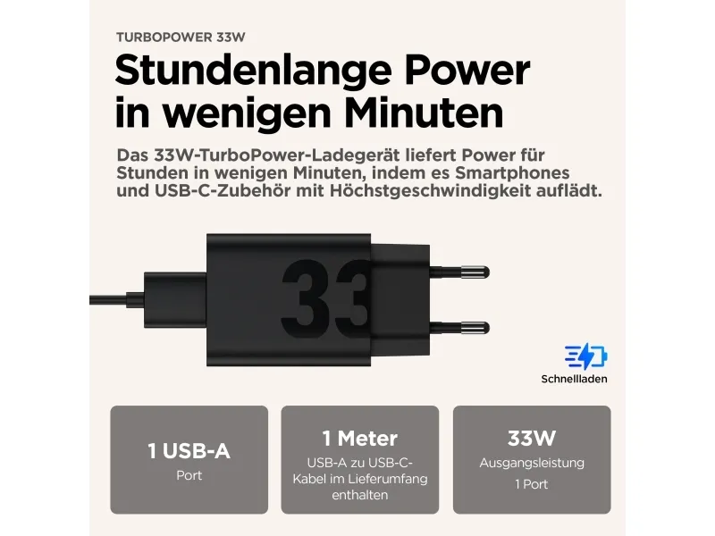 Motorola TurboPower 33W reseladdare med USB-C-kabel - Original - 2