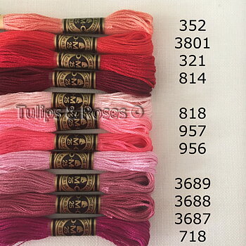 DMC Special 25 Mouliné Stranded cotton  Rose Red hues