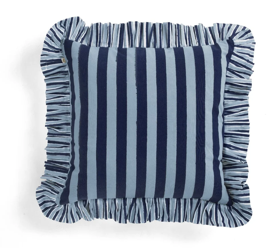 Chamois-kuddfodral Jaipur Stripe med volang - 2