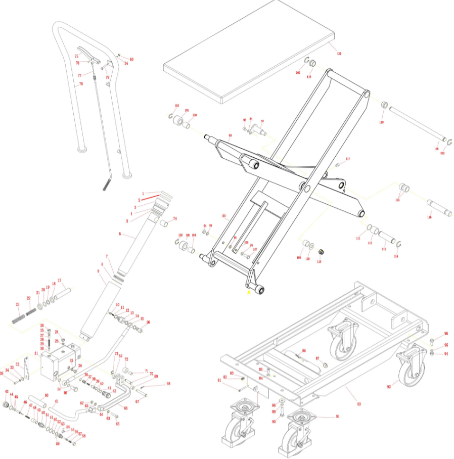 Mobilt lyftbord med fotpump Silverstone / Maxlast: 500 kg - 4