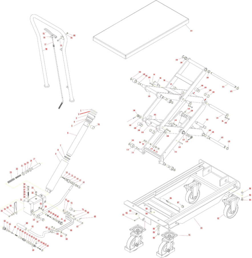 Mobilt lyftbord med fotpump Silverstone / Maxlast: 800 kg - 4