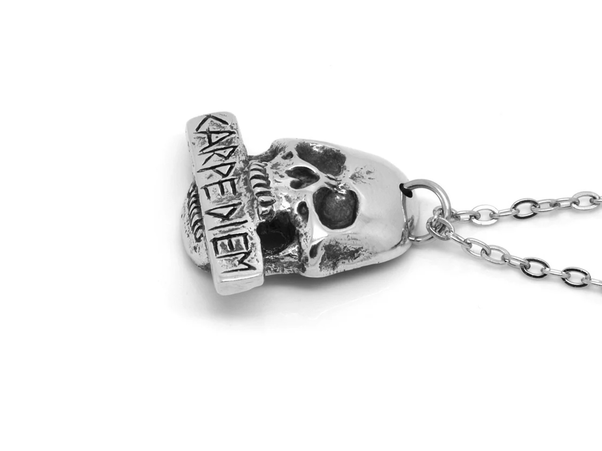 Carpe Diem Halsband, Döskalle Smycke i Tenn - 3