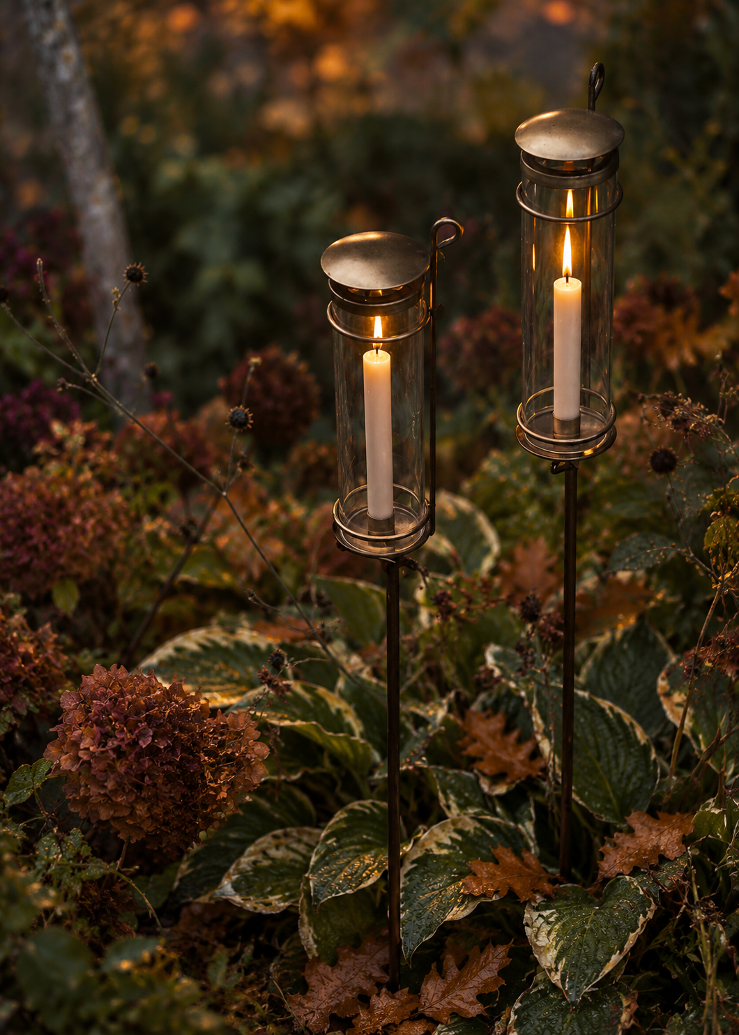 Candlestick - Candle lantern on a stick - Candle stick Brass