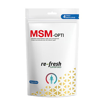 MSM-opti från Re-fresh Superfood är organiskt svavel i en förpackning om 250 gram