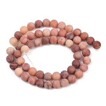 Aventurin rosa frostad 6 mm – rund halvädelsten, sträng ca 60 st