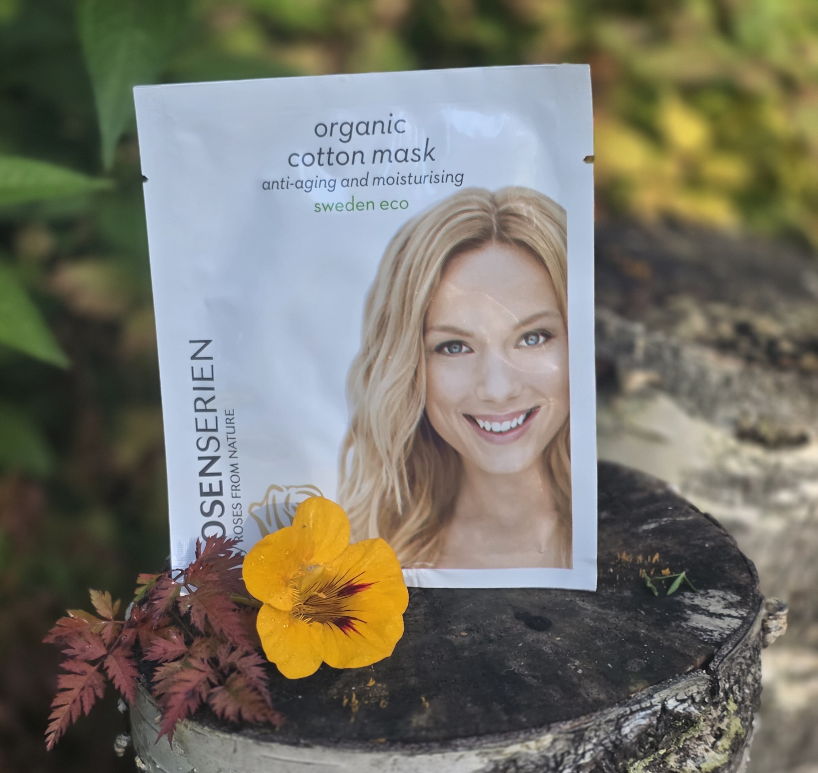 Organic Cotton mask Törstsläckaren för torr hud - Rosenserien