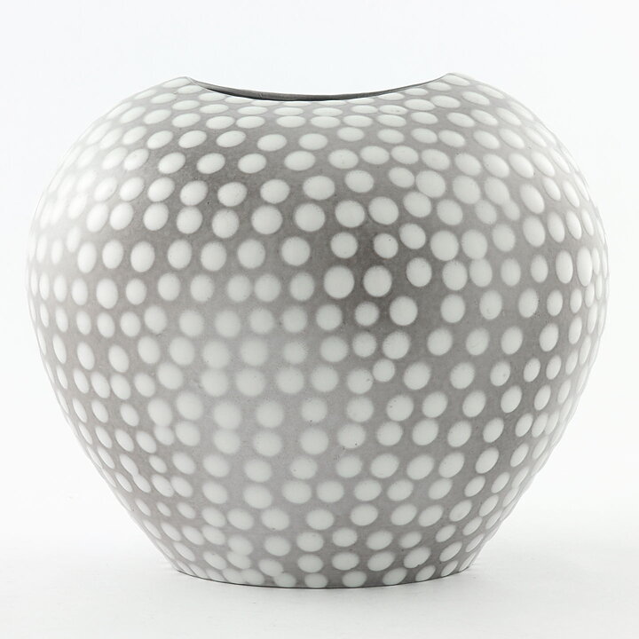 Ingrid Atterberg (Västkust 1943) Swelling Vase with White Dots 18/16 cm