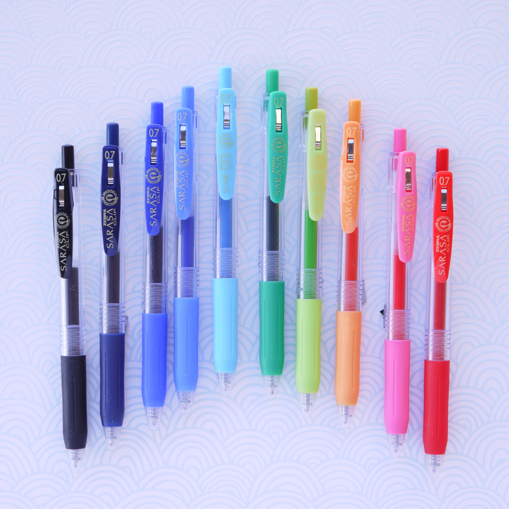 10 colors set ZEBRA sarasa clip 0.7mm fine point gel ink roller ball pen 