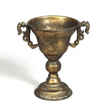 Urna kruka pokal på fot i antik guld shabby chic lantlig stil.