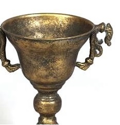 Urna kruka pokal på fot i antik guld shabby chic lantlig stil. - 2