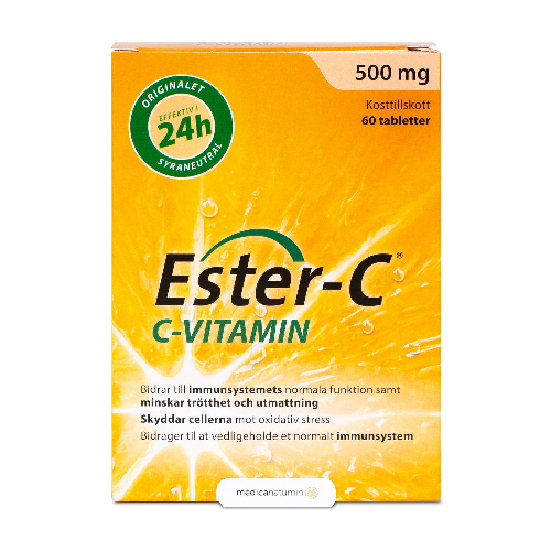 Ester-C syraneutral och långtidverkande cvitamin i tabletter om 500 milligram