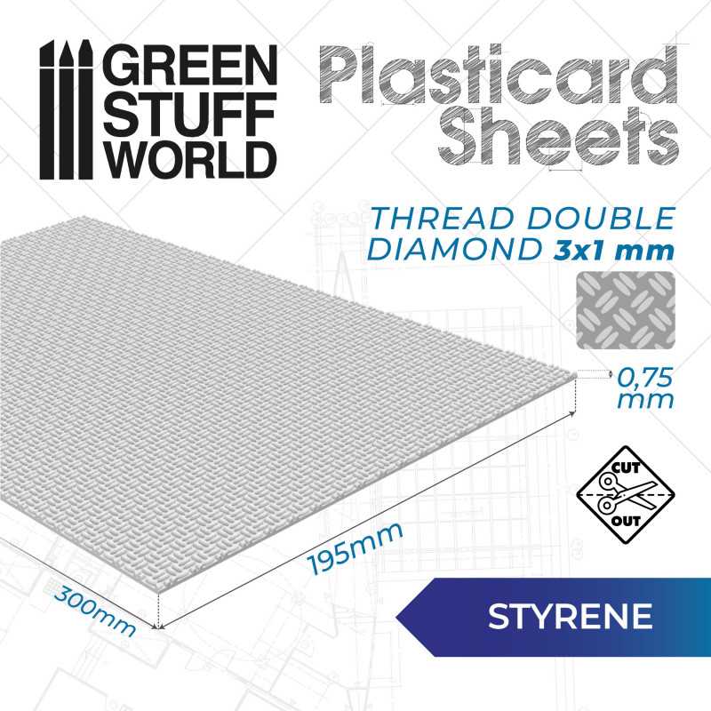 Green Stuff World: Plasticard - Thread Double Diamond Textured Sheet