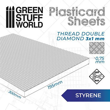 Green Stuff World: Plasticard - Thread Double Diamond Textured Sheet