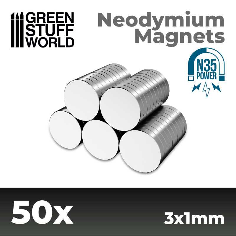 Green Stuff World: Neodymium Magnets 3x1mm - 50 units (N35)