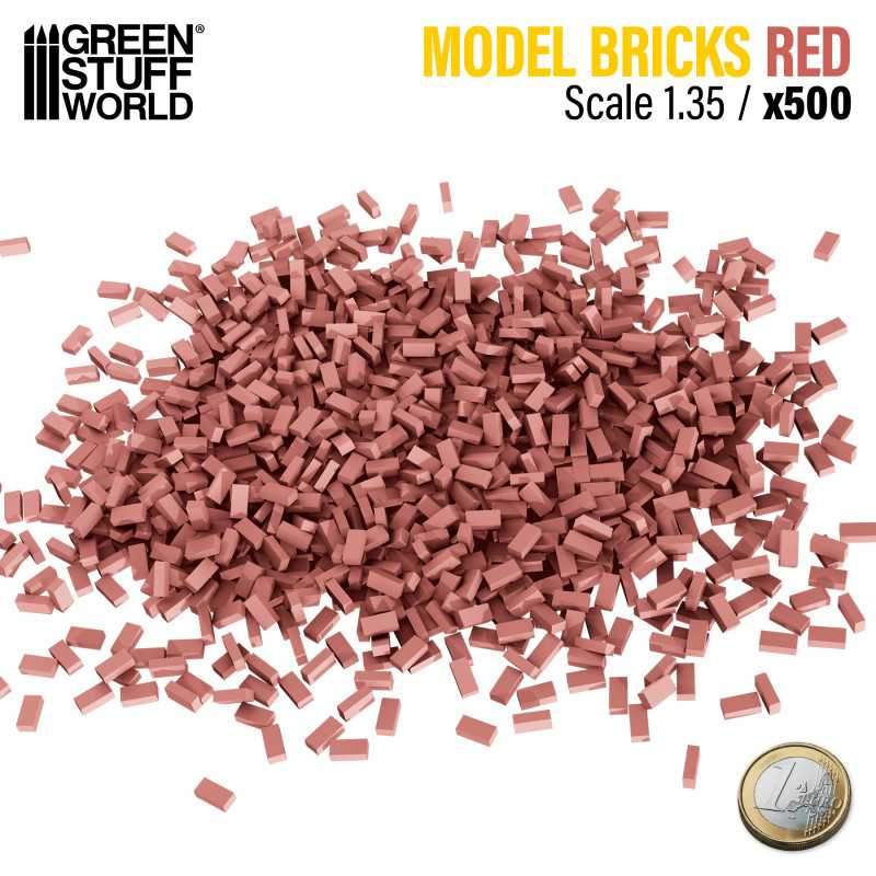 Green Stuff World: Miniature Bricks - Red x500 1:35