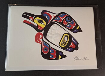 "Raven's Journey" Konst Vykort av Marvin Oliver-Quinault och Isleta-Pueblo 