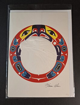 "Two Eagles"  Konst Vykort av Marvin Oliver-Quinault och Isleta-Pueblo 