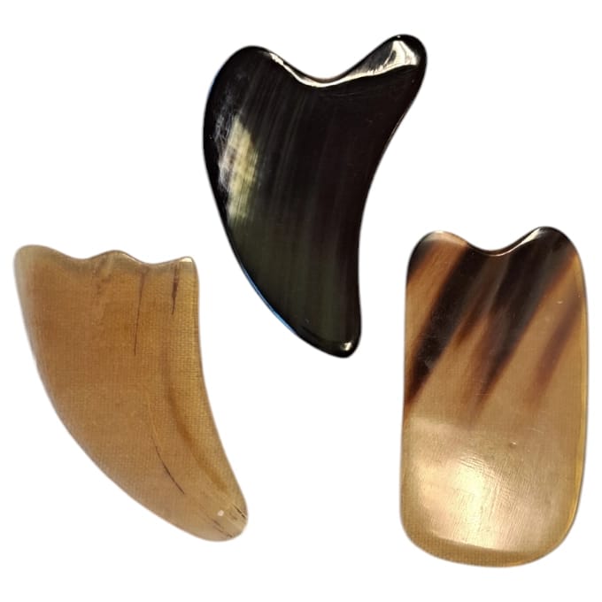 Hart, board and Shell Shaped  light Gua Sha  massager made of  horn