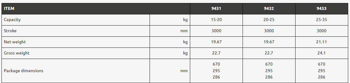 Balansblock Tecna Nollgravitation 9431 / Maxlast: 15-20 kg - 2