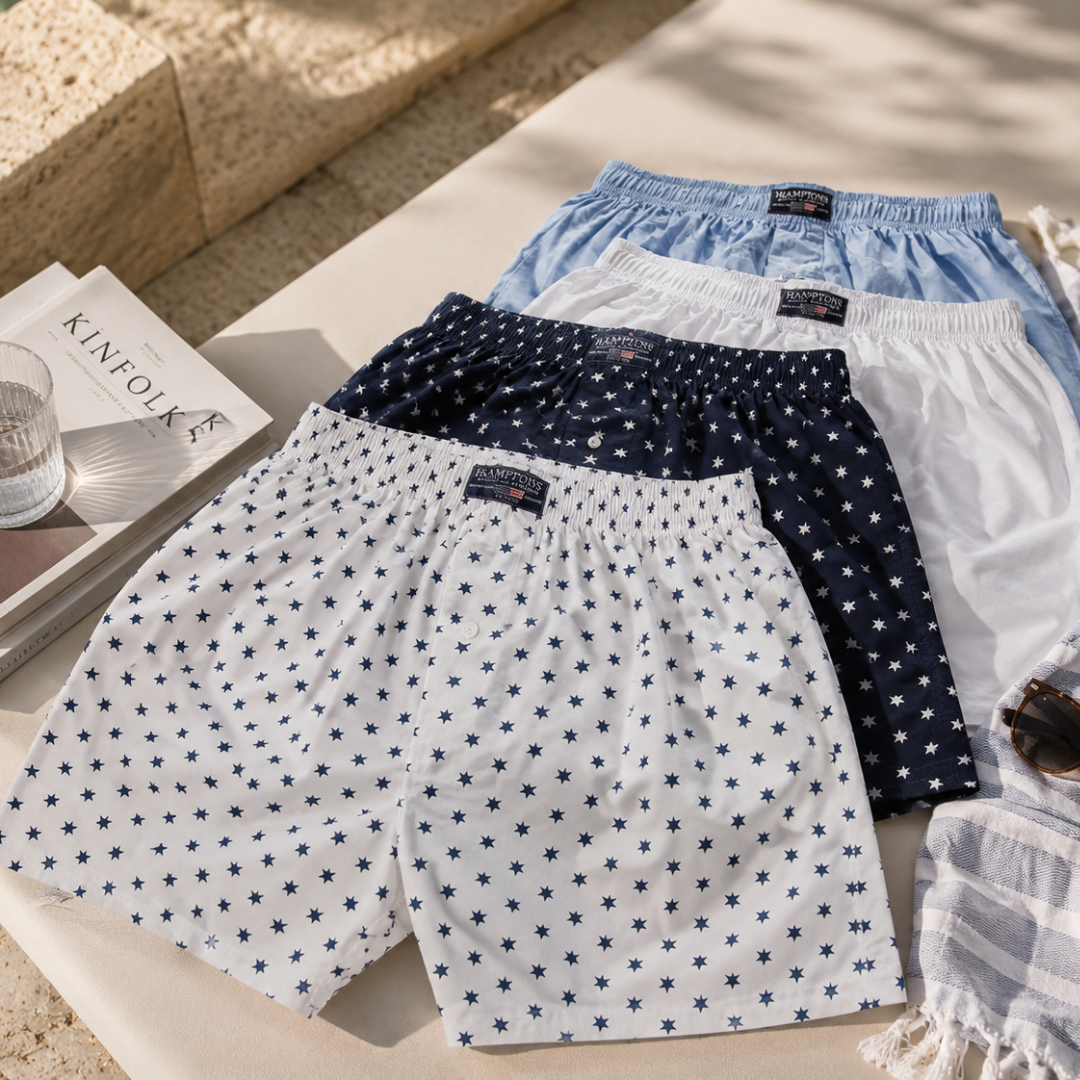 2 - pcs Boxer Shorts - Navy / White Stars - 2