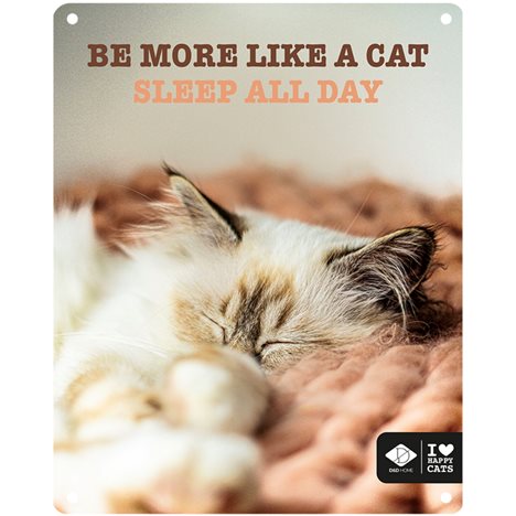 D&D Kattskylt " BE MORE LIKE A CAT SLEEP ALL DAY" 20x25cm
