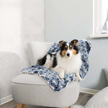 Trixie Tammy Plysch Filt 100x70cm Blå/Beige 