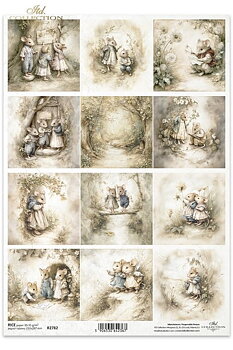 Collage med små möss och natur