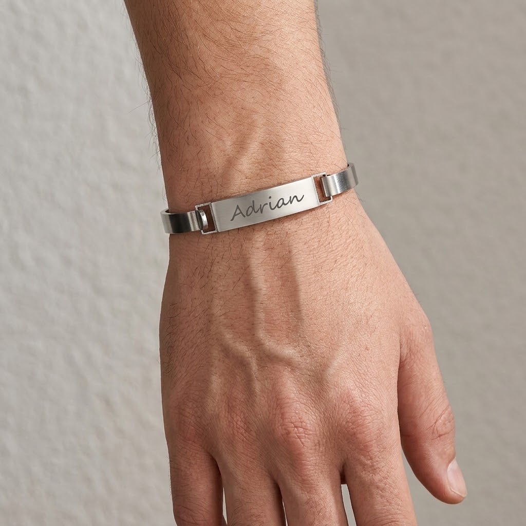 Personlig armring med gravyr - Rostfritt stål - 3