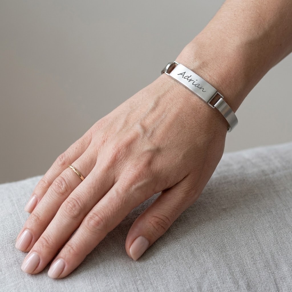 Personlig armring med gravyr - Rostfritt stål - 2