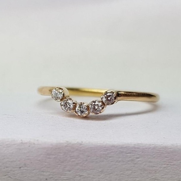 Ring Rose handgjord diamanter 5x0,02 ct guld 18 karat - 3