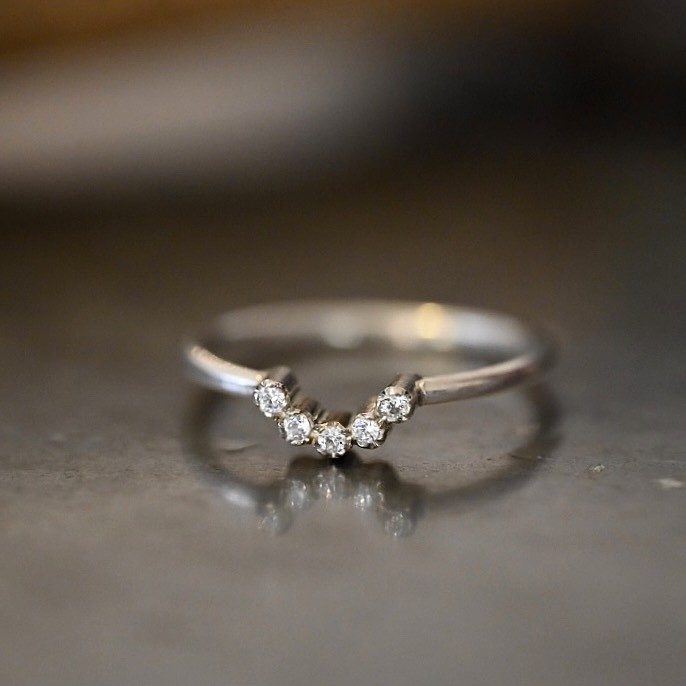 Ring Rose handgjord diamanter 5x0,02 ct guld 18 karat