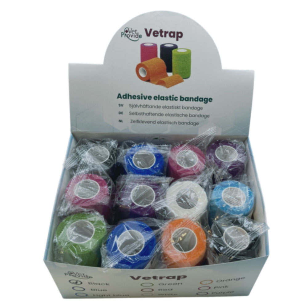 VetProvide Vetrap zelfklevend elastisch verband grootverpakking in displaydoos.