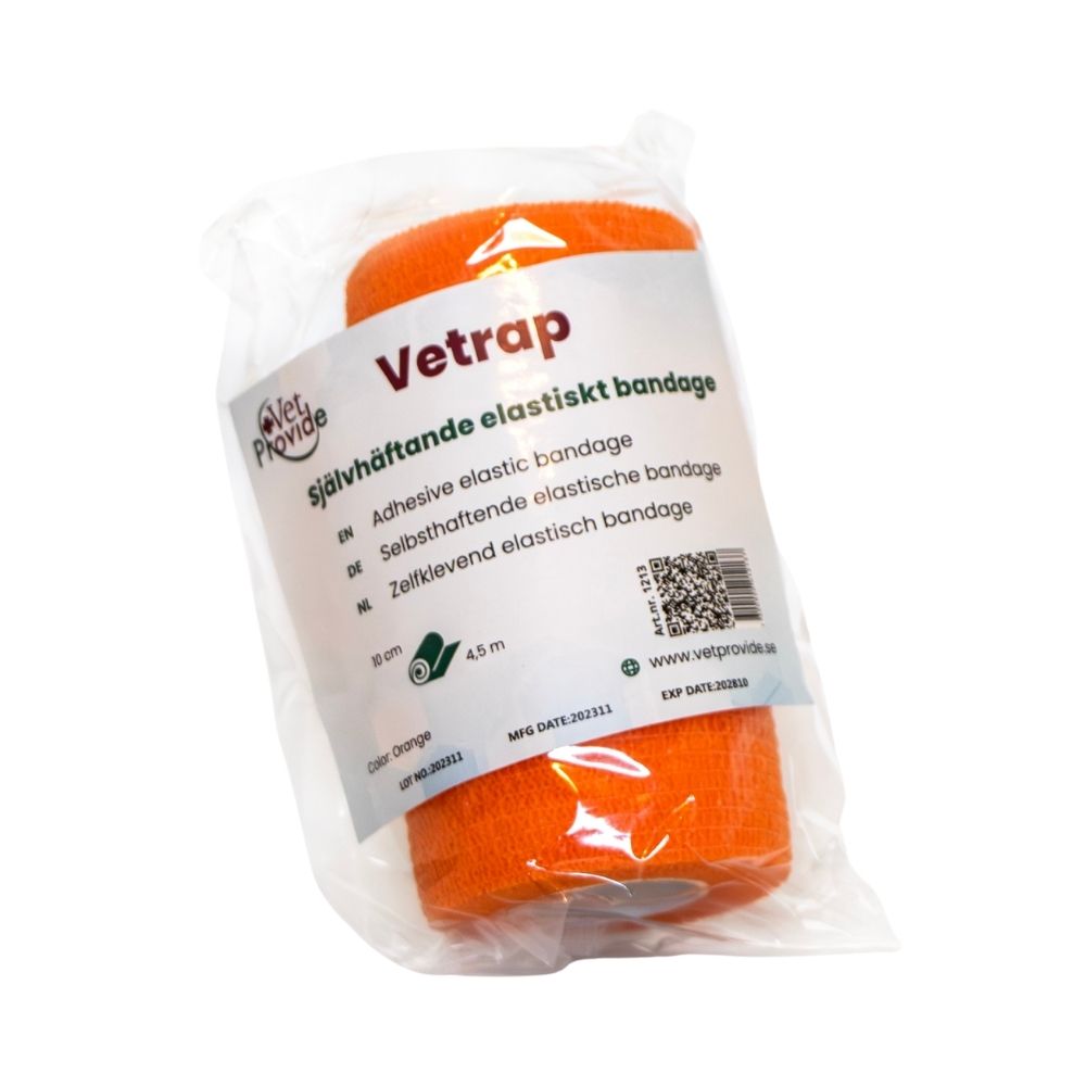 Oranje Vetrap elastisch zelfklevend verband 10cm x 4,5m van VetProvide.