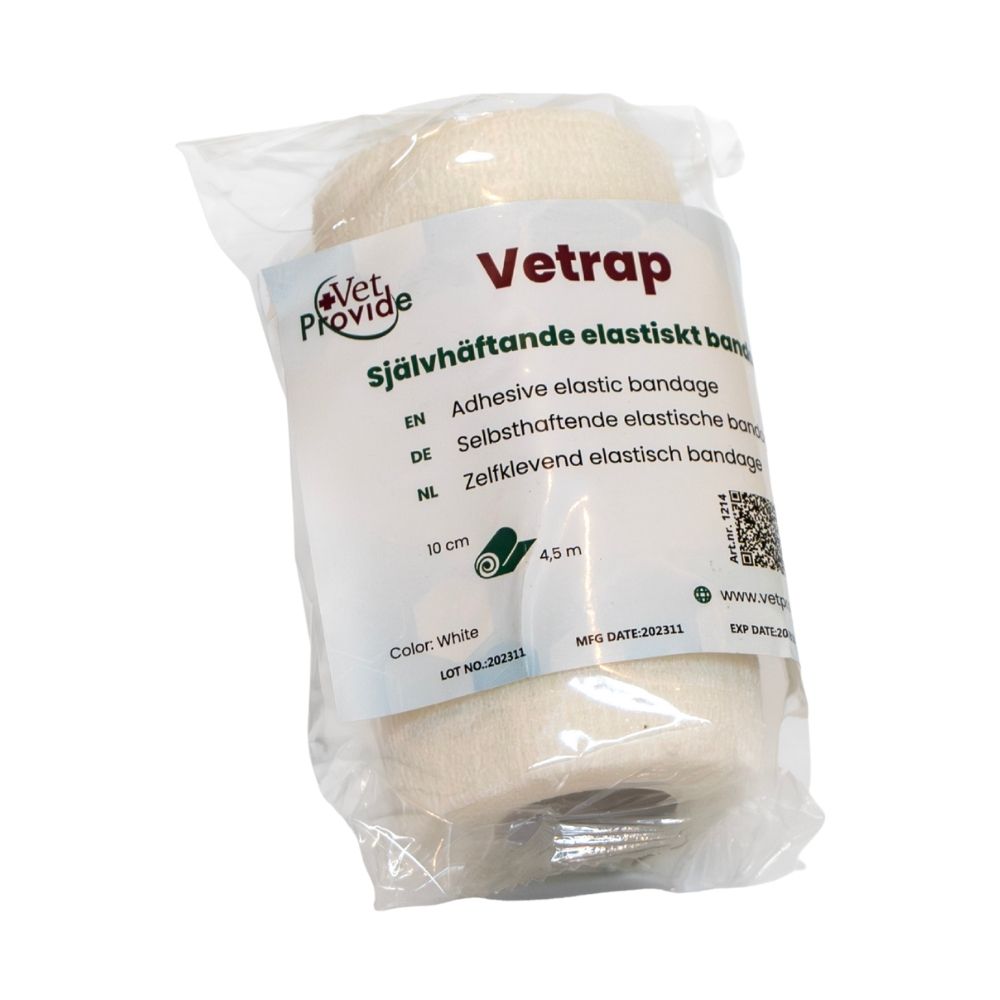 Vetrap 10 cm × 4,5 m Weiß Selbsthaftende Elastische Binde (1 Stk) VetProvide