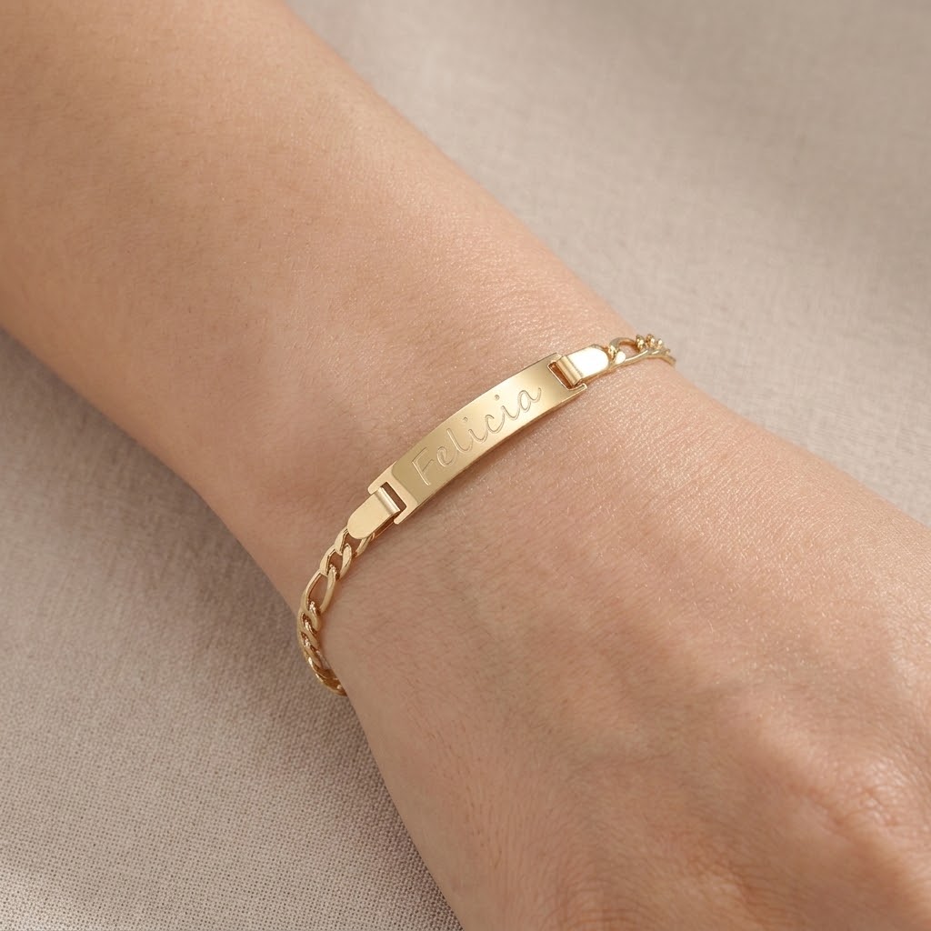 Personligt nätt guld  armband med gravyr - Rostfritt stål - 2