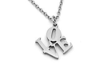 Love Text Halsband i Rostfritt Stål, Kärleksfullt Budskap Hänge, Jag Älskar Dig Kärlek Smycke