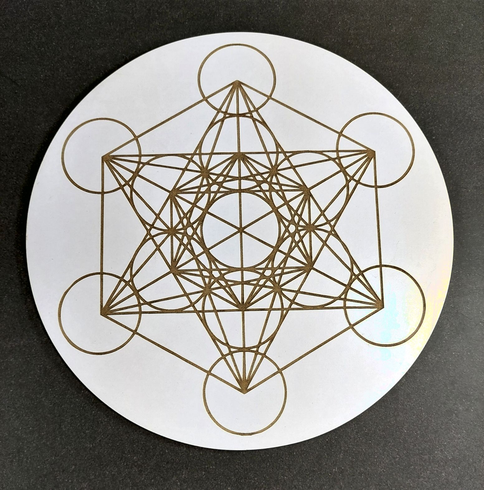 Kristallnät /Kristall Grid Platta, Metatron Kub i Vit - 21 cm