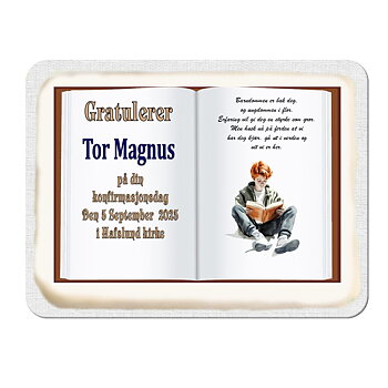 Kakebilde Konfirmasjon  gutt 18 bok 