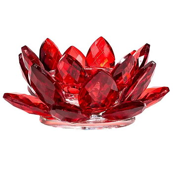 Lotus Candle Holder Crystal Red