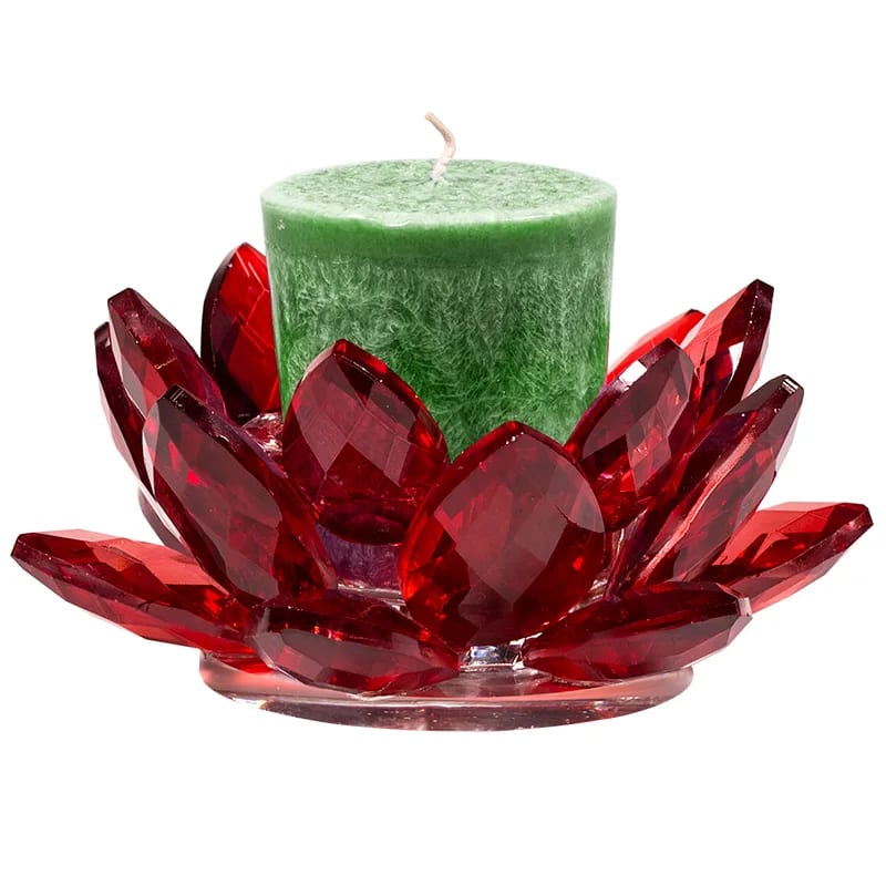 Lotus Candle Holder Crystal Red - 3