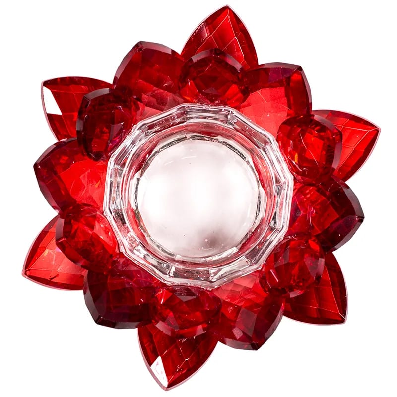 Lotus Candle Holder Crystal Red - 2