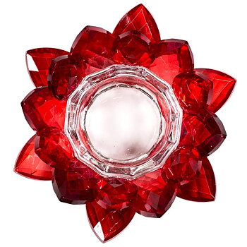 Lotus Candle Holder Crystal Red