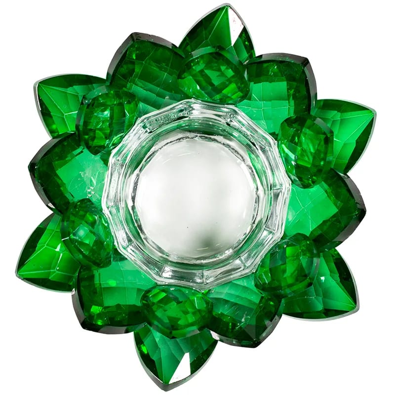 Lotus Candle Holder Crystal Green - 2