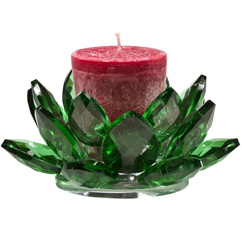 Lotus Candle Holder Crystal Green - 3