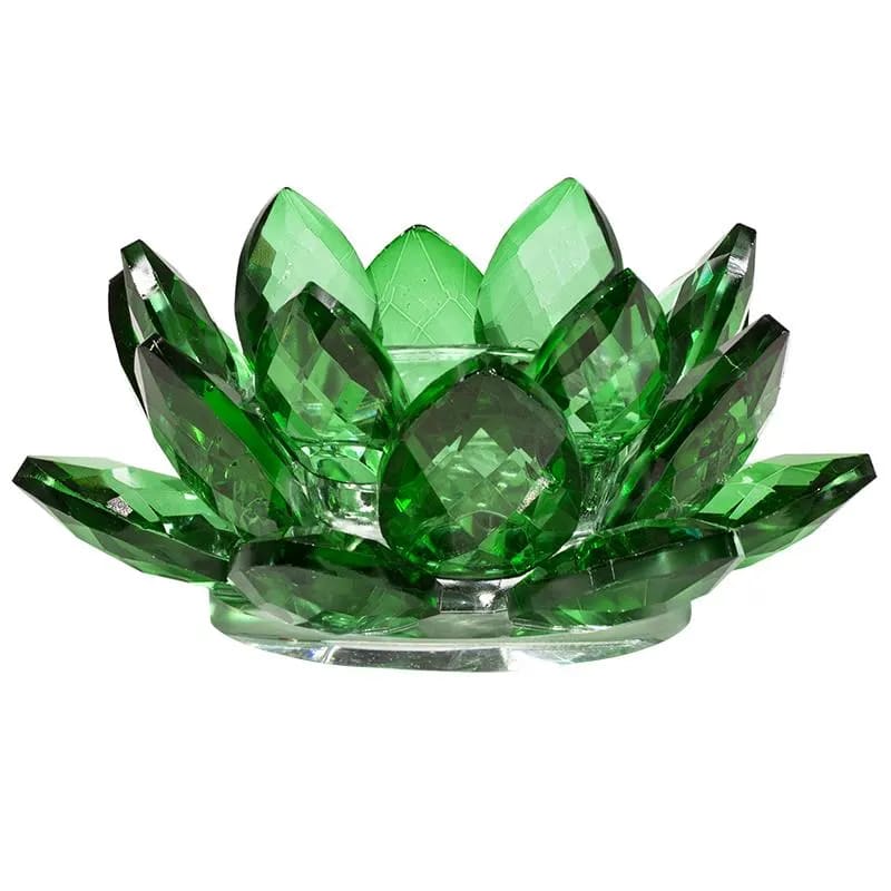 Lotus Candle Holder Crystal Green