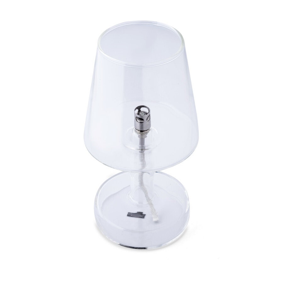 Oil lamp - Lamp - Glass - Silver - 22x10 cm