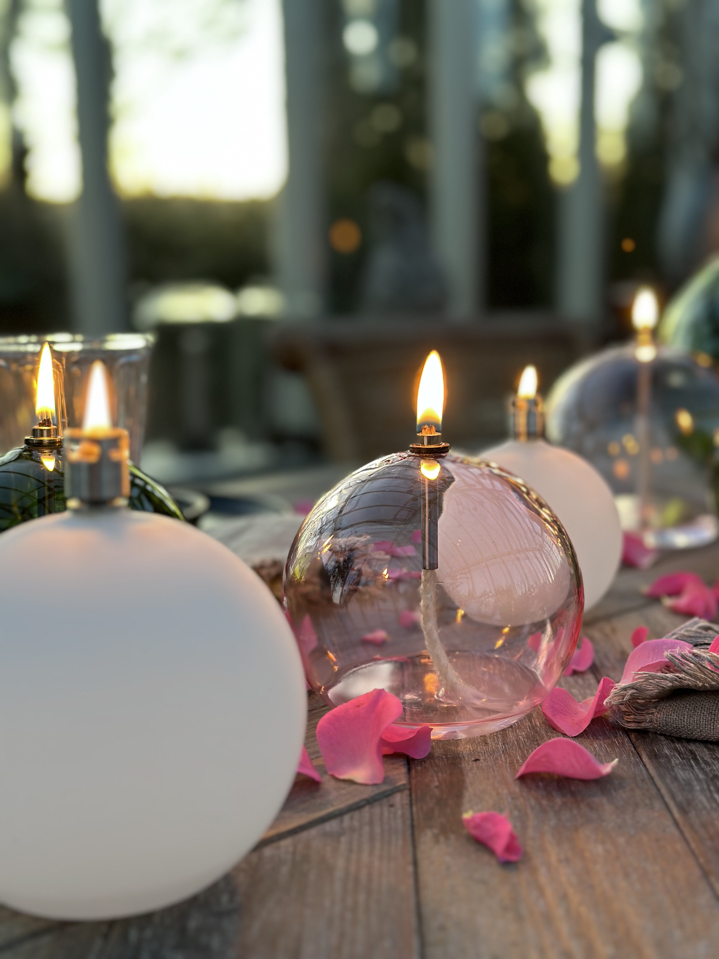 Oil lamp glass - round - White/Frosted - Silver - 11 cm - 17