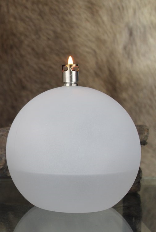 Oil lamp glass - round - White/Frosted - Silver - 13 cm
